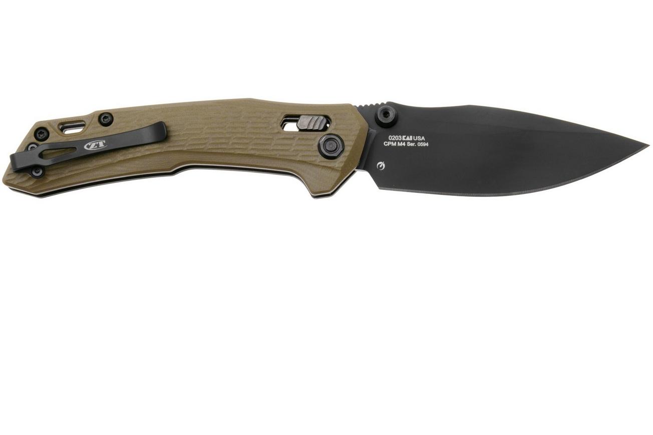 Zero Tolerance 0203, Black Cerakote CPM M4, OD-Green G10 zakmes, ZT Originals design