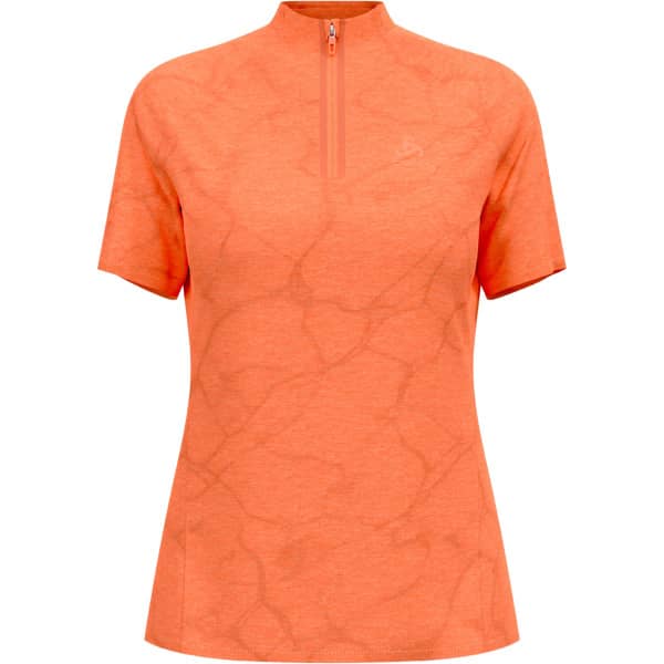 T-shirt running ODLO W ASCENT CHILLTEC POLO S/S LIVING CORAL MELANGE