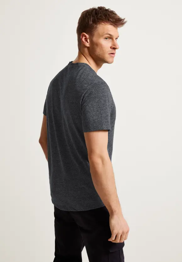 Long T-Shirt mit Brusttasche - storm grey melange