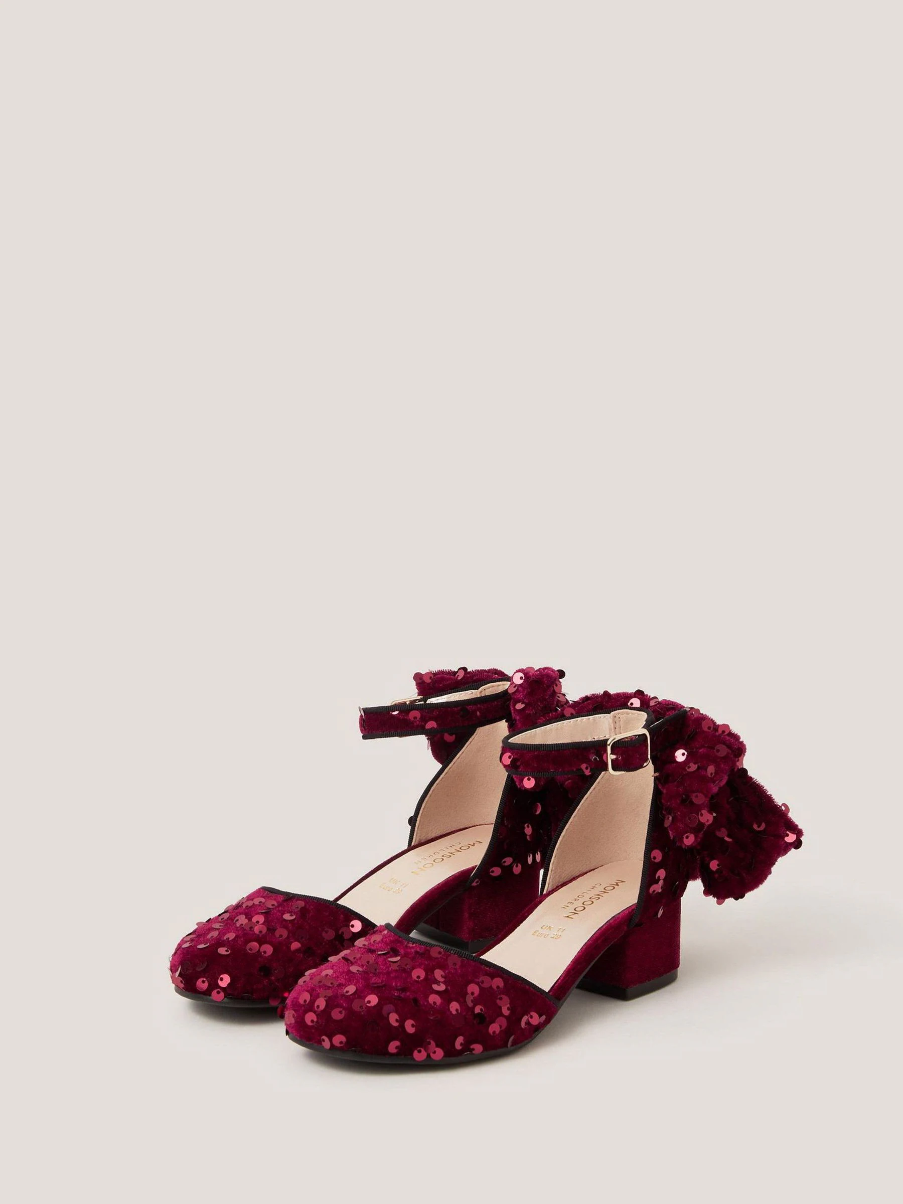 Rood - Monsoon Sequin Velvet Bow Heels