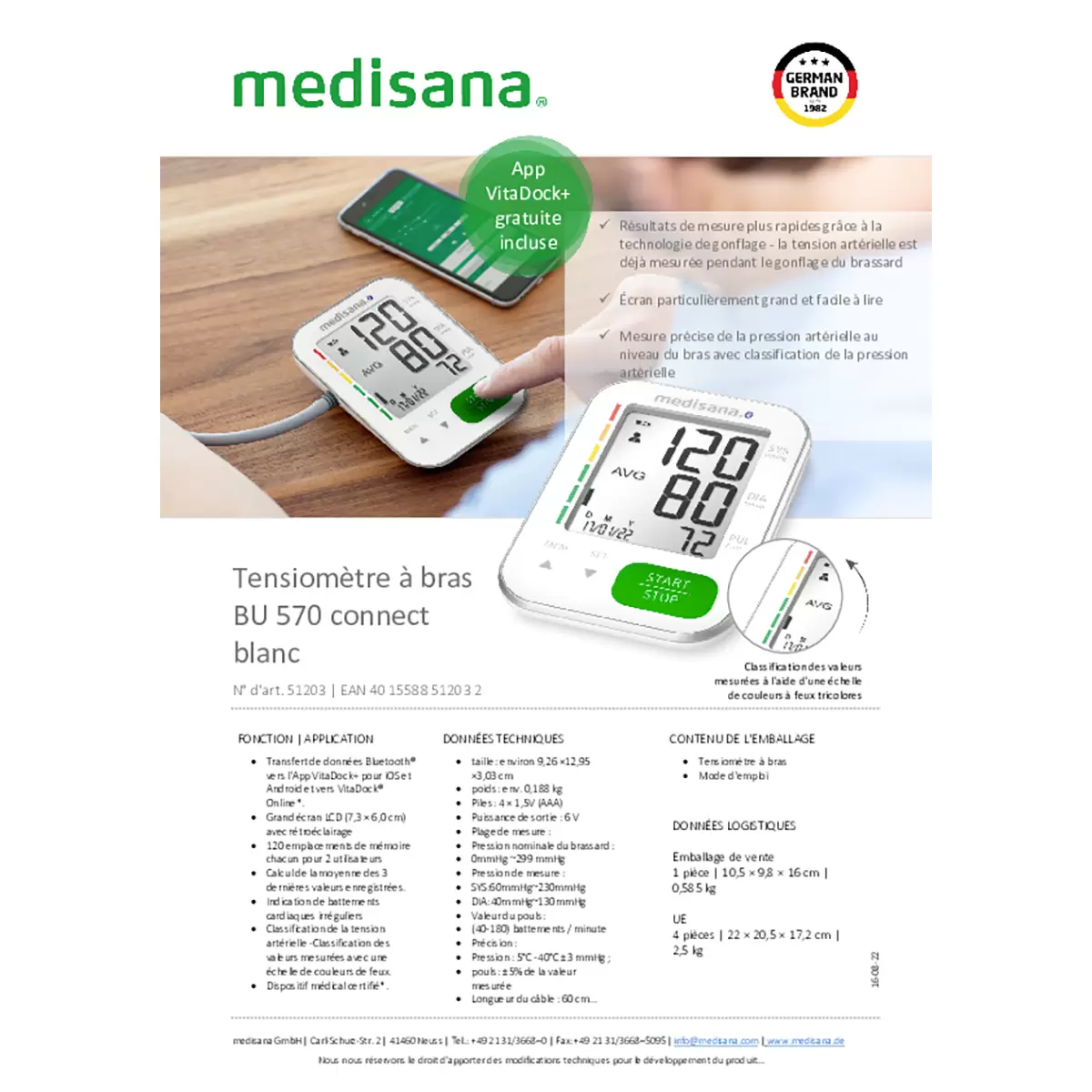 Blutdruckmessgerät Oberarm BU570W Connect weiss
