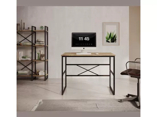 Bureau pour Chambre Bureau en Pin Atlantique et Acier avec 100x60x75cm Factory M