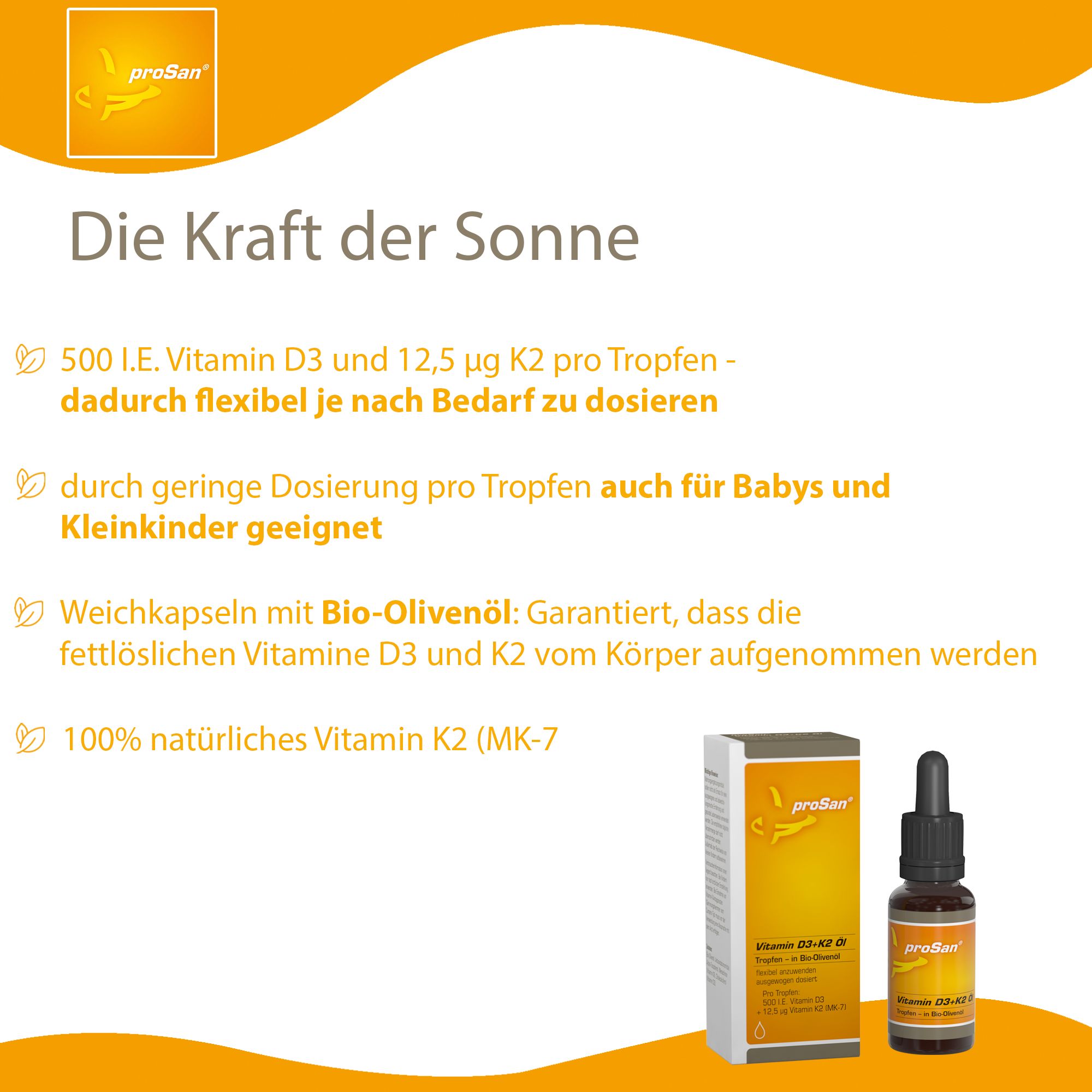 proSan Vitamin D3+K2 Öl
