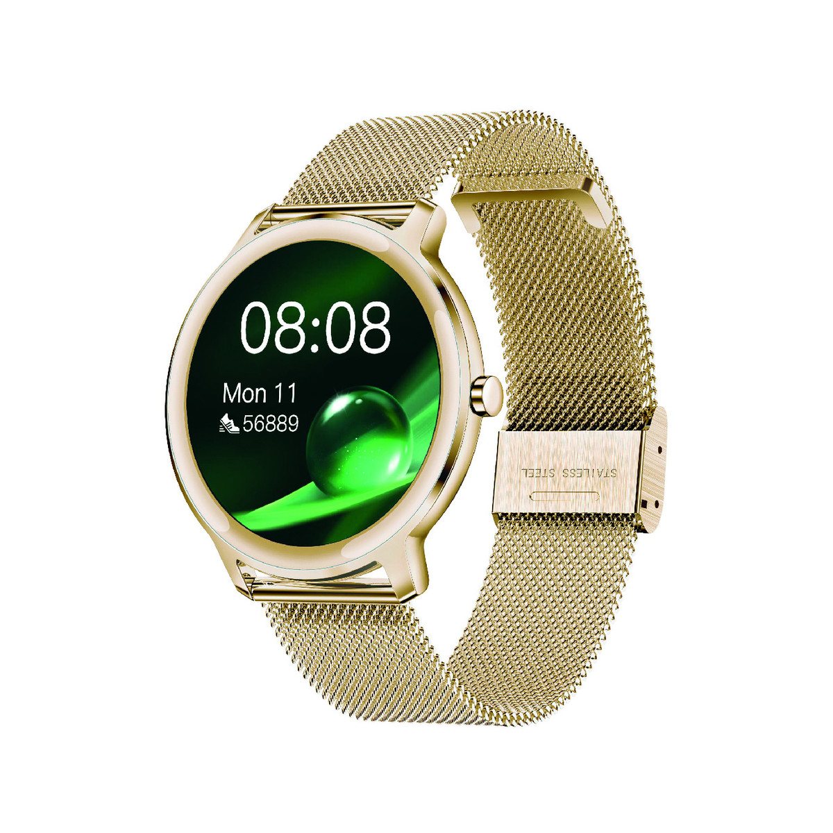 Montre SMARTY 2.0 elegance mixte connecté, boîtier métal doré bracelet acier doré