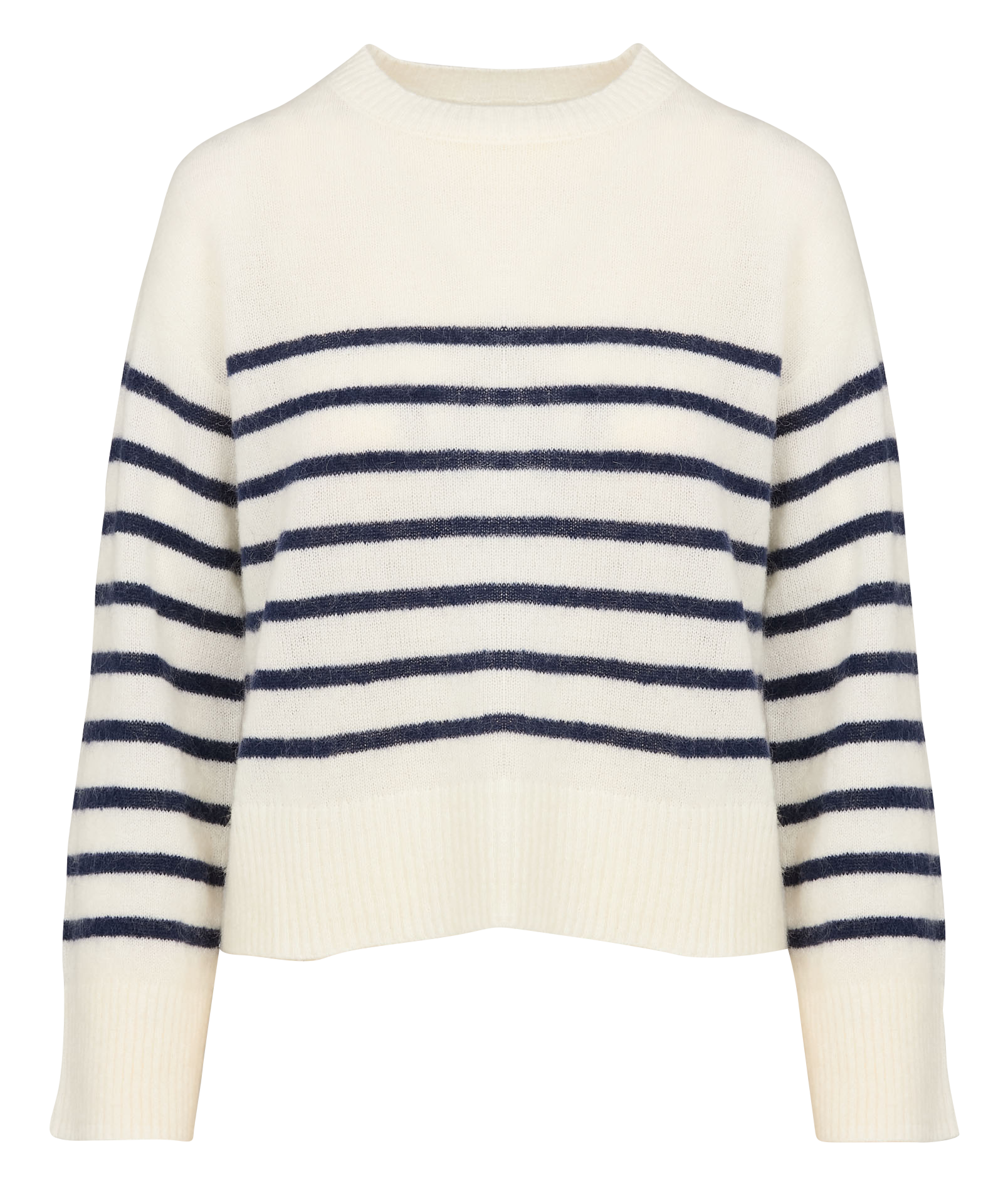 MICHELLE - Pull droit en maille à rayures | Blanc