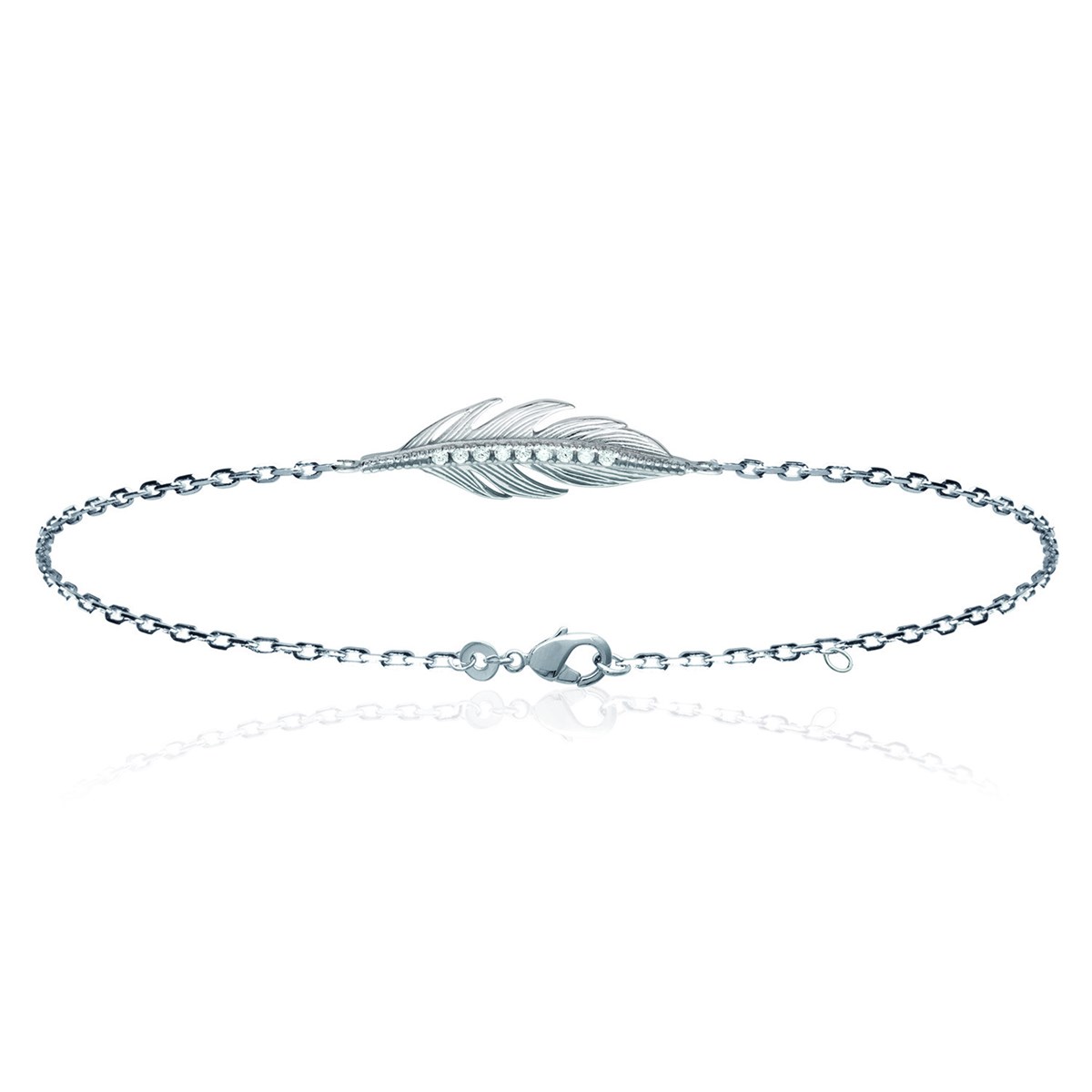 Bracelet Brillaxis argent plume empierrée