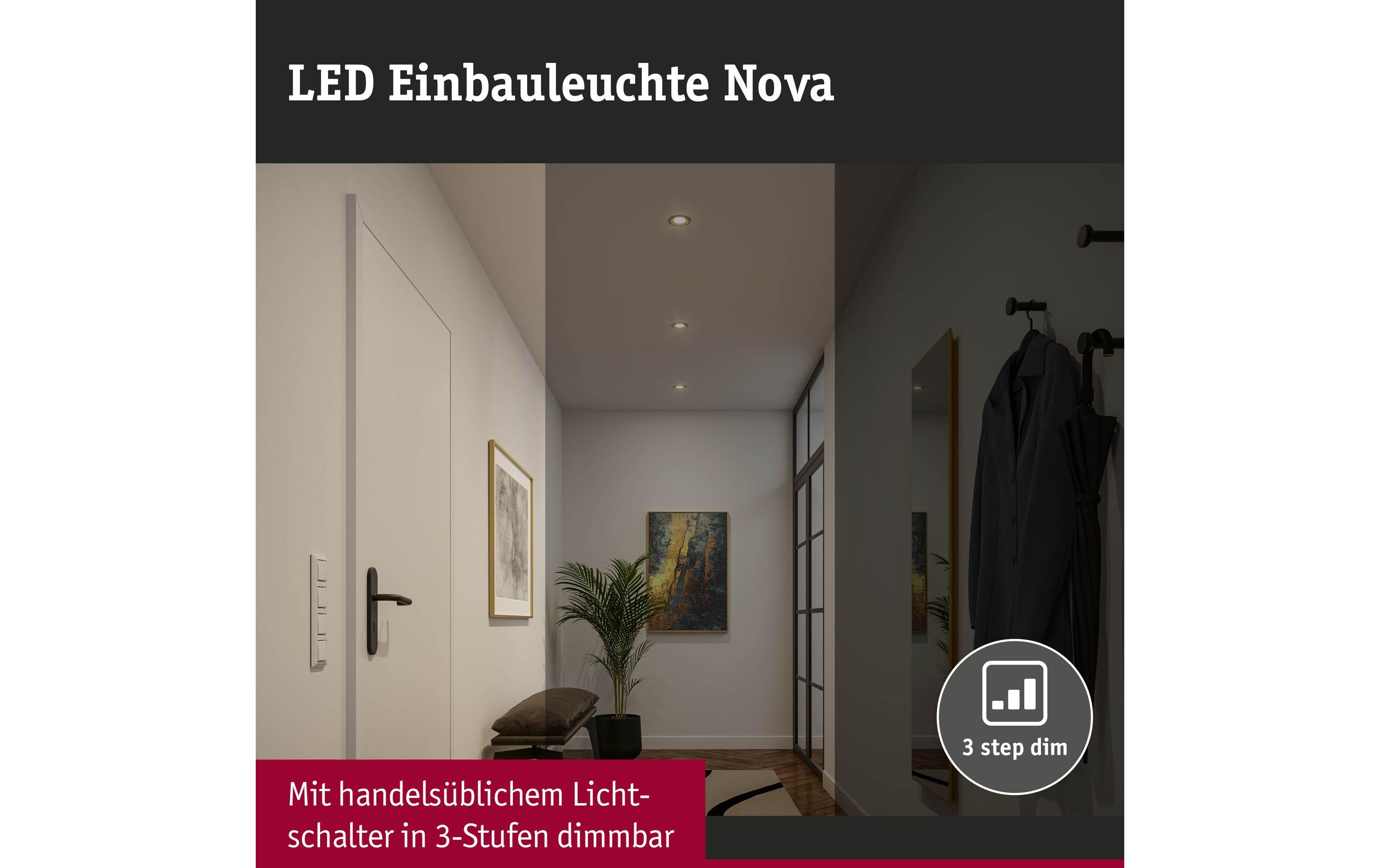 Einbauleuchte LED Nova Coin Basisset schwenkbar 3er-Set GoldDimmbare runde Einbauleuchte