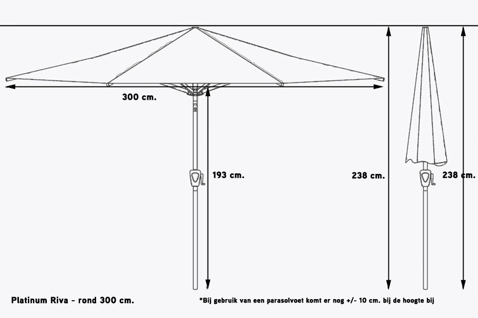 Platinum Riva parasol 3 m. Olive