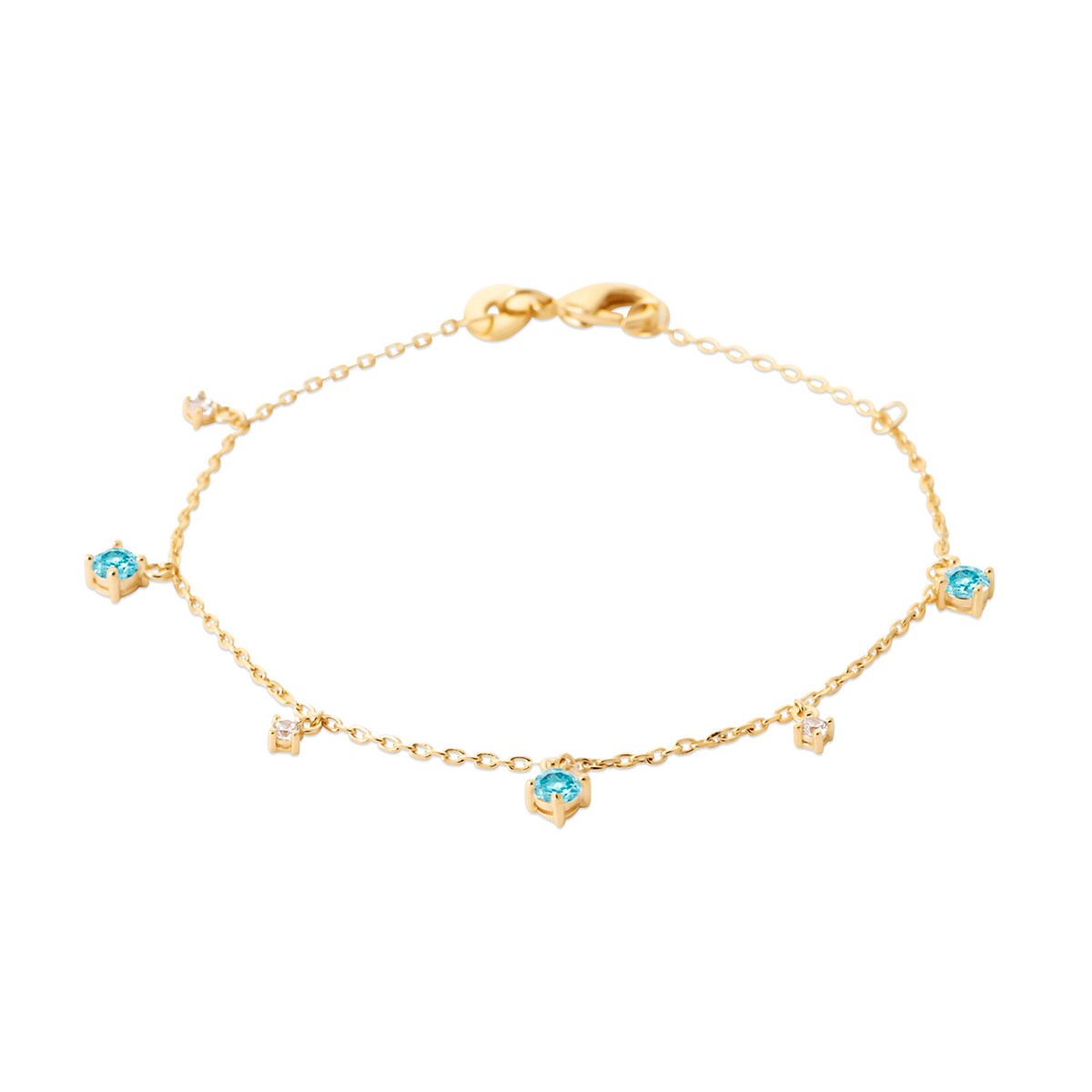 Bracelet Brillaxis pampilles oxyde de zirconiumbleu et blanc