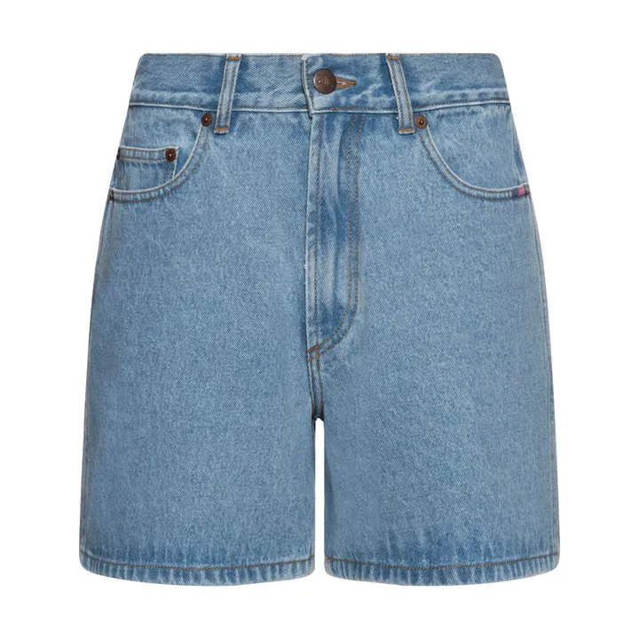 Alma Deia Short Taille Haute en Coton Bio | Denim bleached