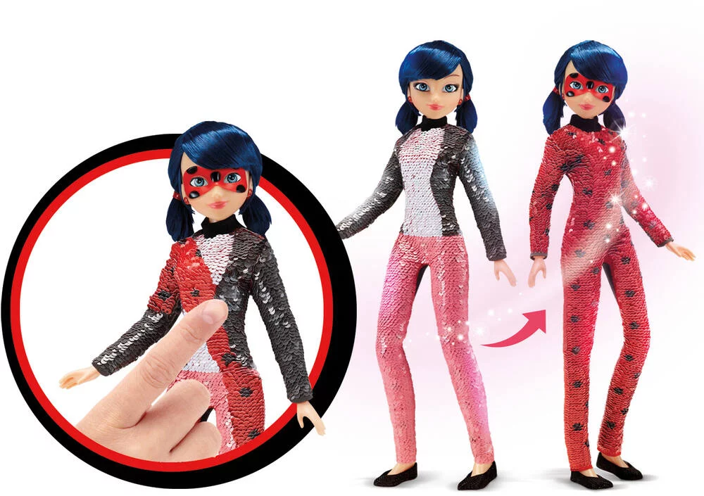 POUPÉE A SEQUINS  MIRACULOUS - MARINETTE 26 CM