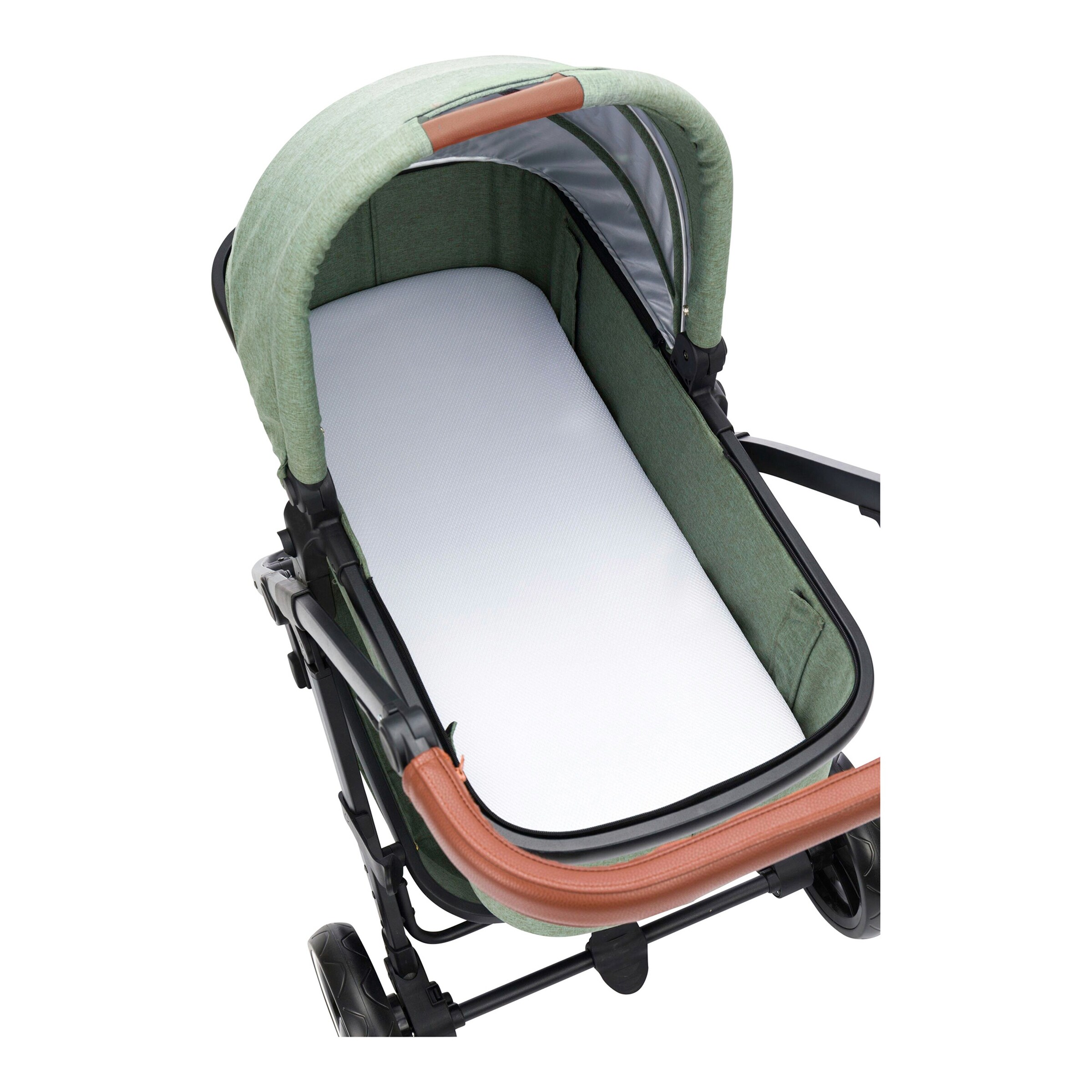 babycab Kombikinderwagen Stockholm Trio-Set (2024) inkl. i-Size Babyschale und Wickeltasche forest green