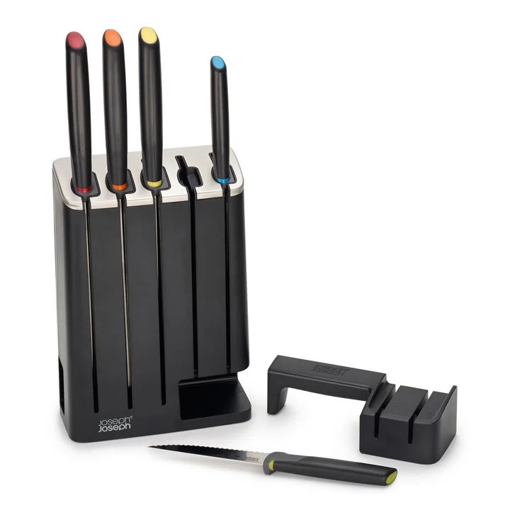 Joseph Joseph - Elevate Messerkarussell, 5-teiliges Messerset mit drehbarem Messerblock, Editions salbei