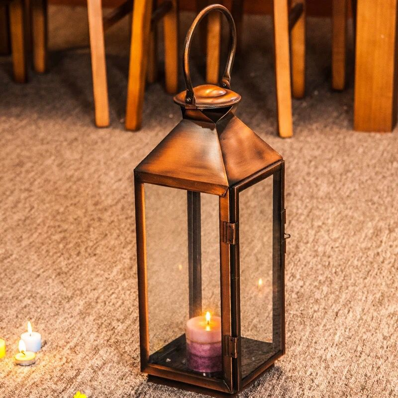 (12x27cm) Deko Kerzen Laterne Hängendes Windlicht Home Accessoire - Schwarz