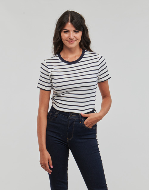 Petit Bateau - MC COL ROND - Marine / Blanc
