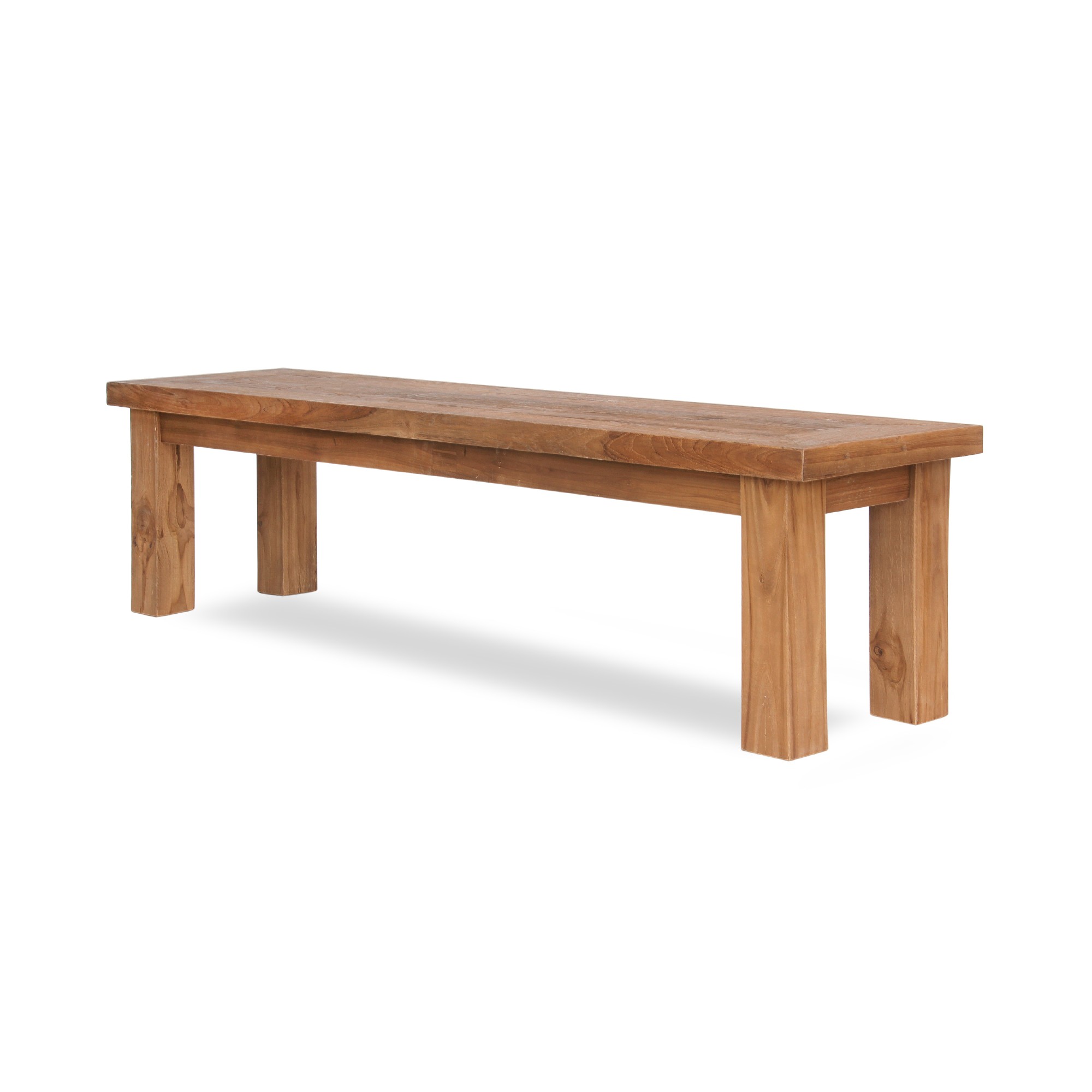 Holzbank aus recyceltem Teak, natur, B 160 cm, H 47 cm, L 35 cm von fischer's lagerhaus