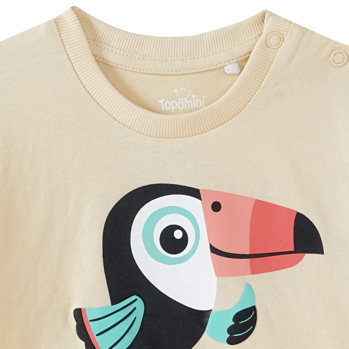 Topomini Baby T-Shirt mit Tukan-Motiv beige
