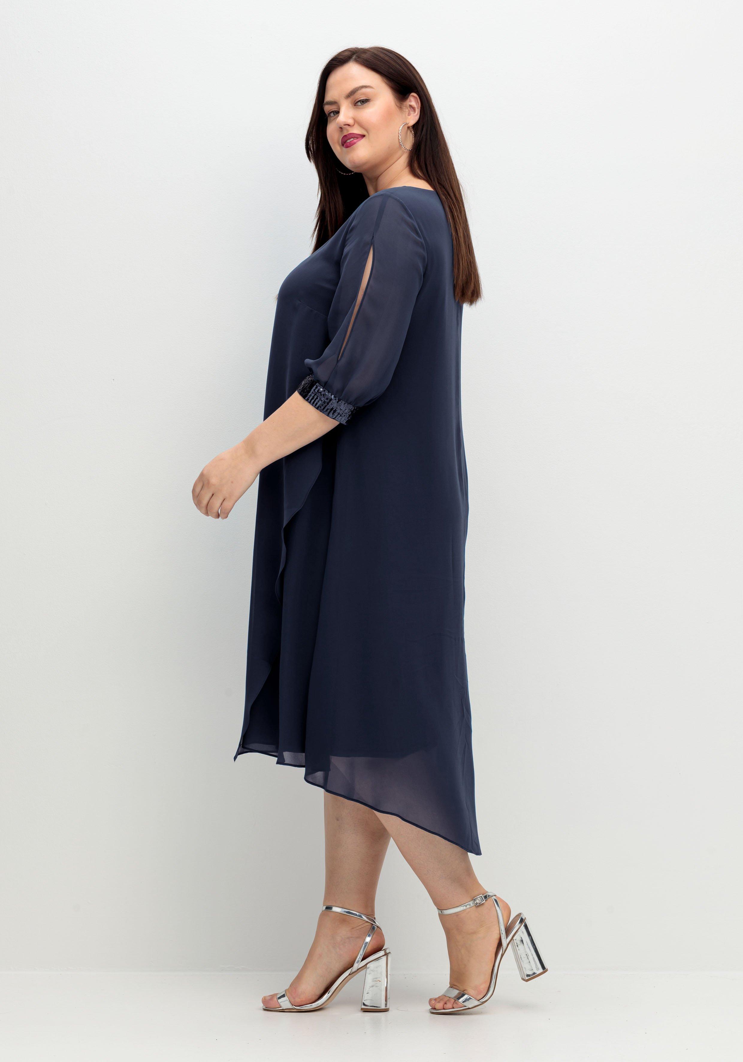 Abendkleid aus Georgette, mit geschlitztem Ärmel