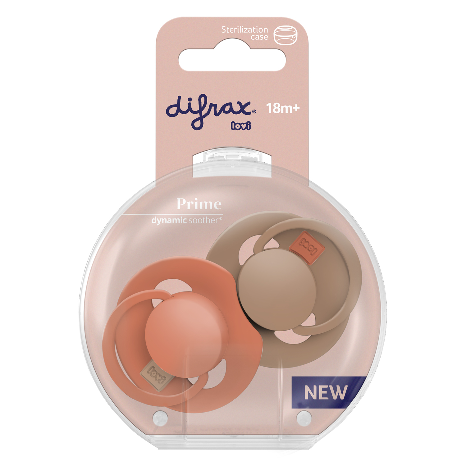 Difrax Lovi Fopspeen 18 maand Orange/Granola (2 stuk)