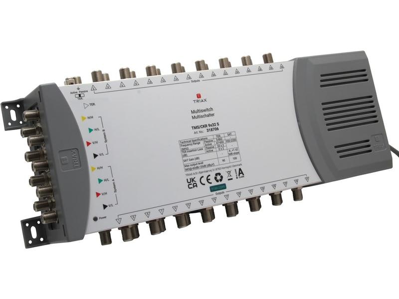 Triax DiSEqC-Multischalter TMS/CKR 9 x 32 S Einzel-Multischalter für 2 Satellitpositionen mit 9 Eingängen und 32 Ausgängen