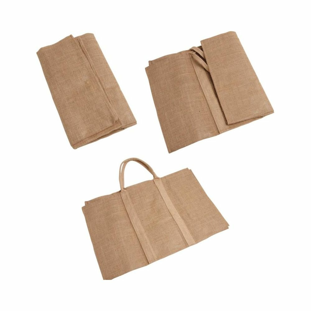 Sac à bûches toile de jute motif cerf