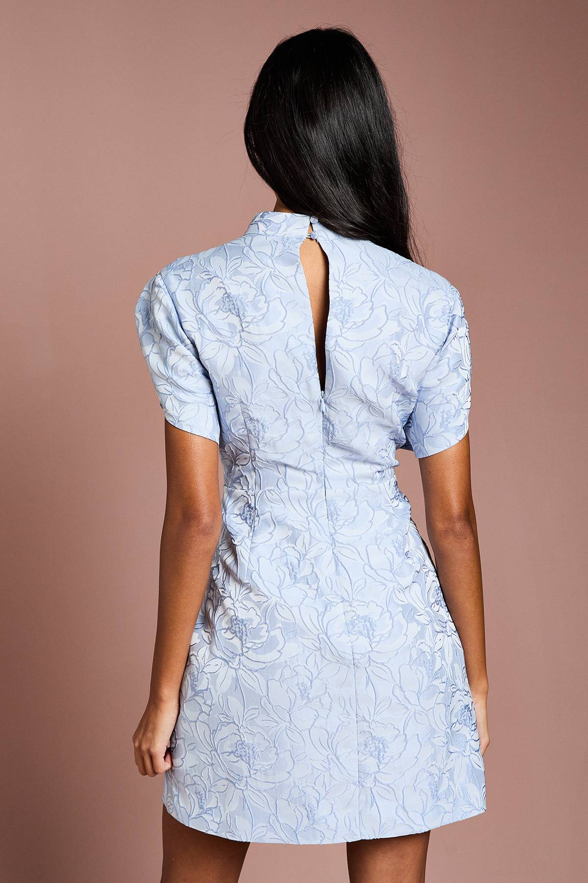 Coast Robe Mini Jacquard à Manches Bouffantes Petite Taille