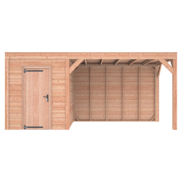Tuinhuis met overkapping Douglas hout Zweeds rabat onbehandeld 545 x 255 cm