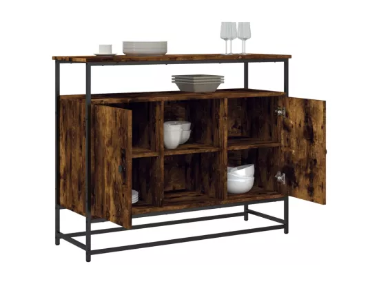 Buffet chêne fumé 100x35x80 cm bois d'ingénierie