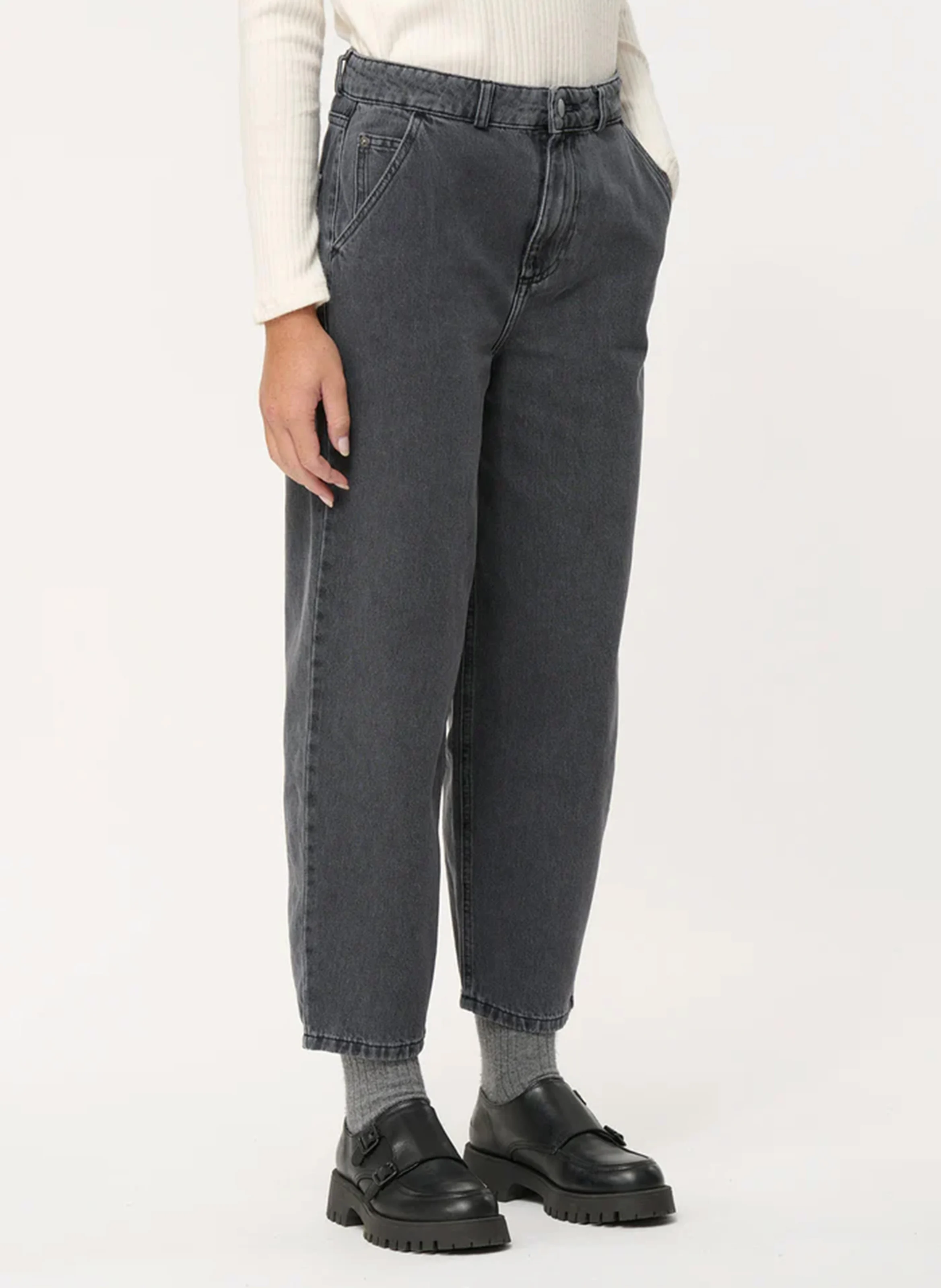 Jean mom en coton bio | Gris