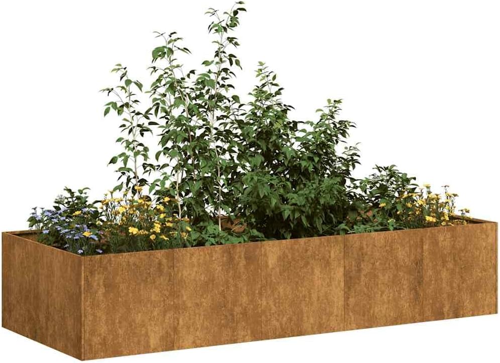 vidaXL Pflanzkübel Rostig 200x80x40 cm Wetterfester Stahl, Pflanztopf, Pflanzenständer, Hochbeet, Pflanzgefäßständer, Pflanzentablett, Gartenpflanzer