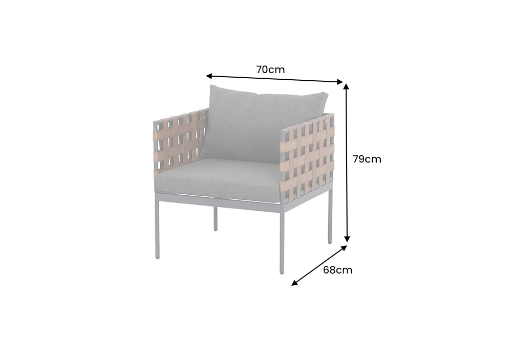 In- und Outdoor Lounge-Sessel UNIQUE 70cm schwarz braun grau Aluminium inkl. Kissen