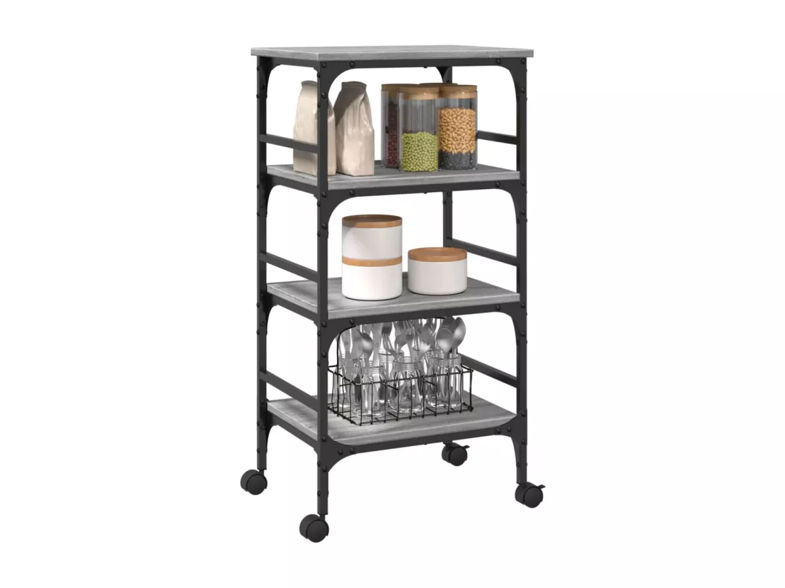 Chariot de cuisine sonoma gris 45x35x89,5 cm bois d'ingénierie