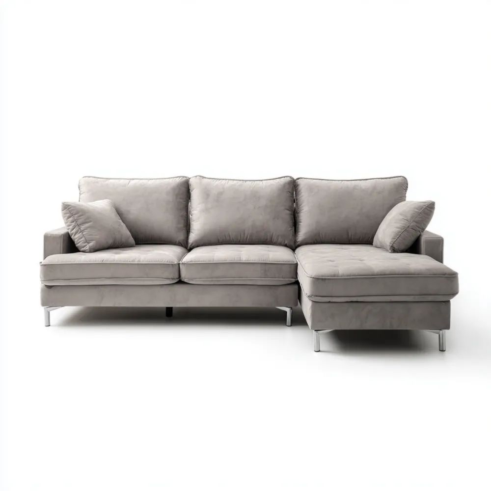 Modernes Ecksofa mit Stoffpolsterung 200x140x85 cm – Hellgrau