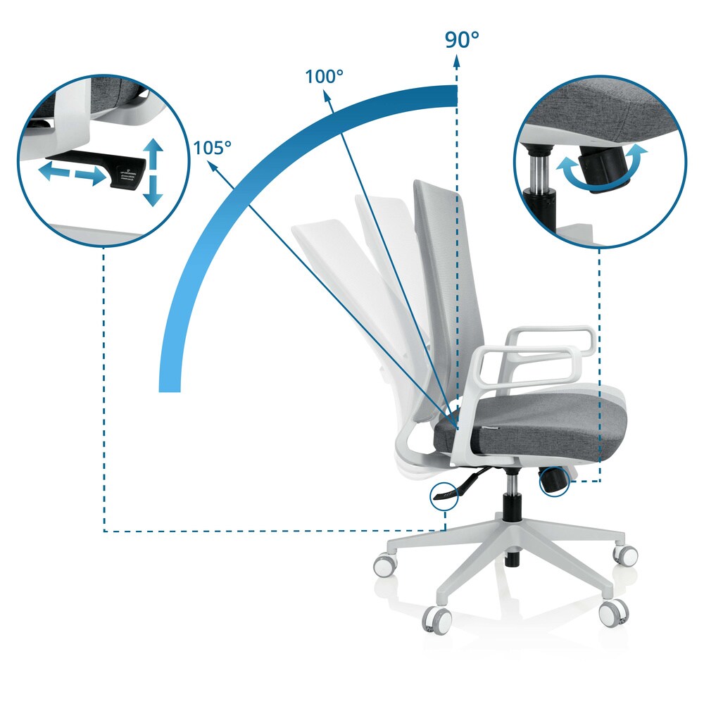 Home Office Bürostuhl COMFIO WM Stoff/Netzstoff mit Armlehnen hjh OFFICE