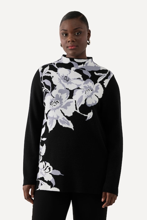 Pullover, Jacquardstrick, Stehkragen, Langarm
