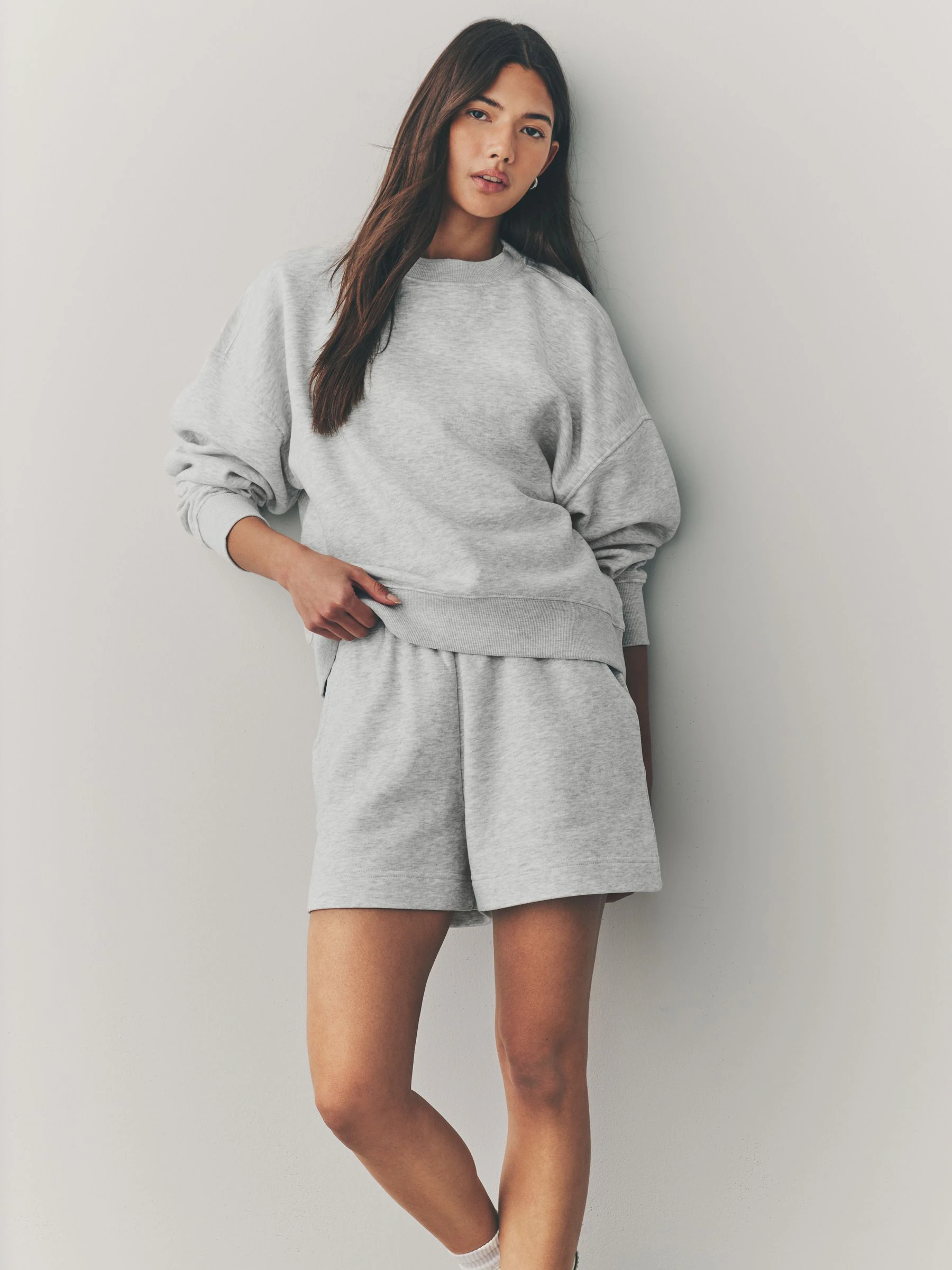 Zwart/grijs - Supersoft Peached Essentials sweatshirts met ronde hals en naaddetail verpakking van 2