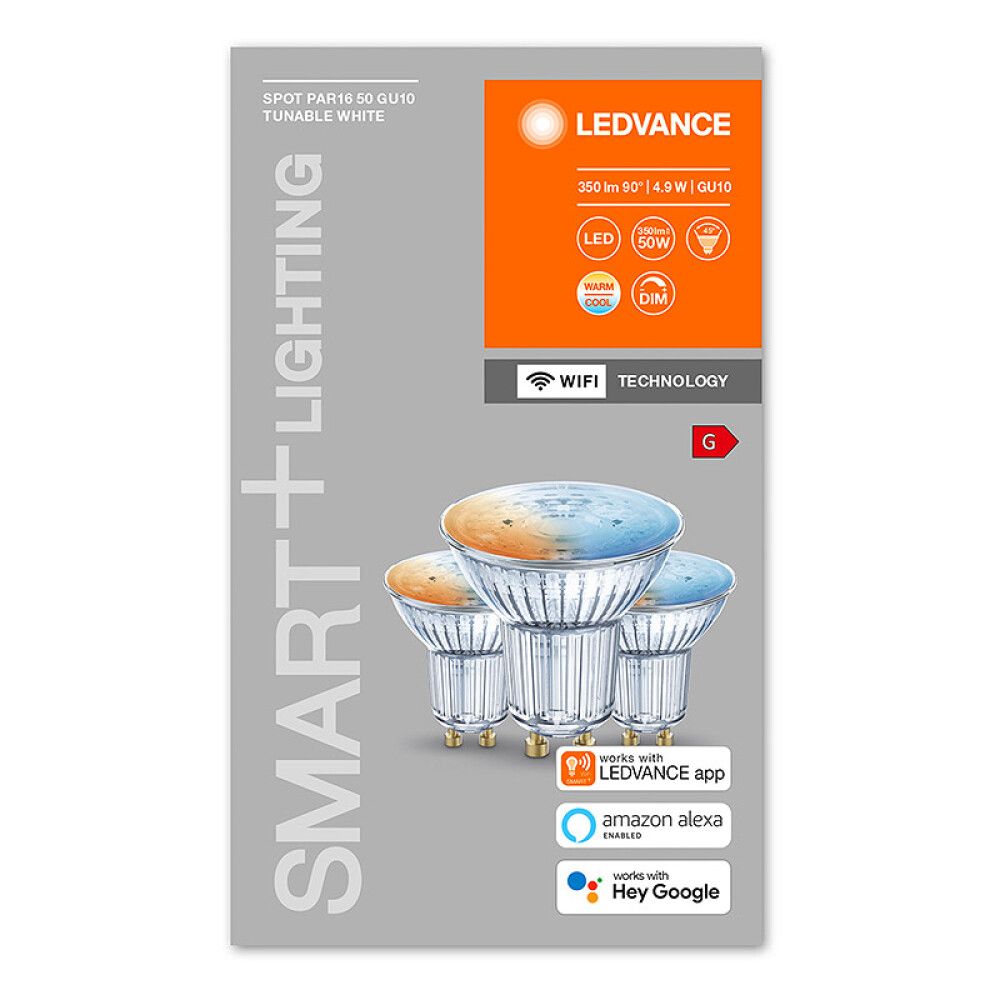 LYSPÆRE LEDVANCE LED SMART+ WIFI PAR16 GU10 350LM 4,9W 3PK