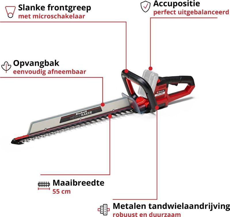 Einhell - ARCURRA 18/55 - Accu Heggenschaar - Zwart - Staal
