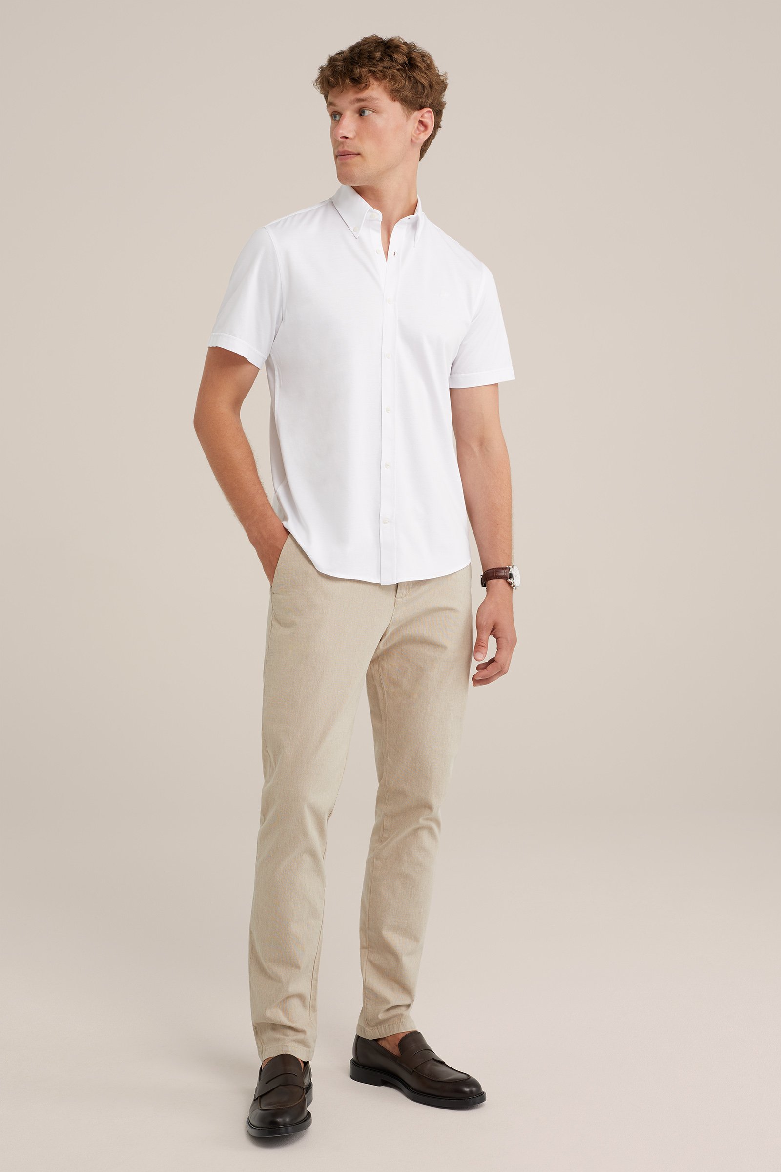 slim fit overhemd met stretch WE Fashion Wit