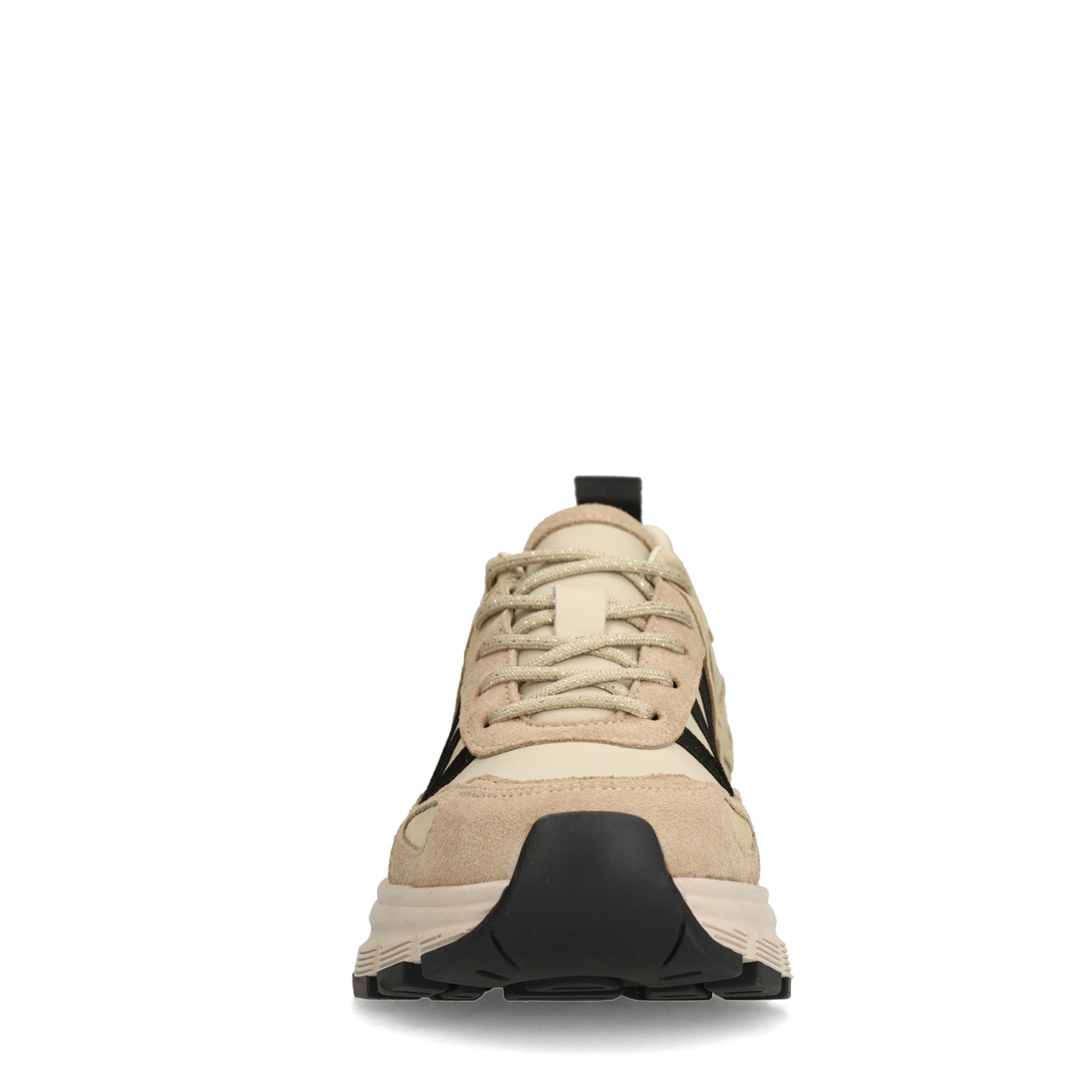 Beige leren sneakers met suède details