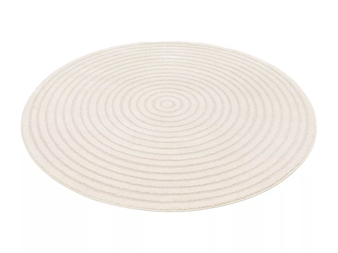 Tapis rond intérieur motifs cercles en relief crème Ø160cm