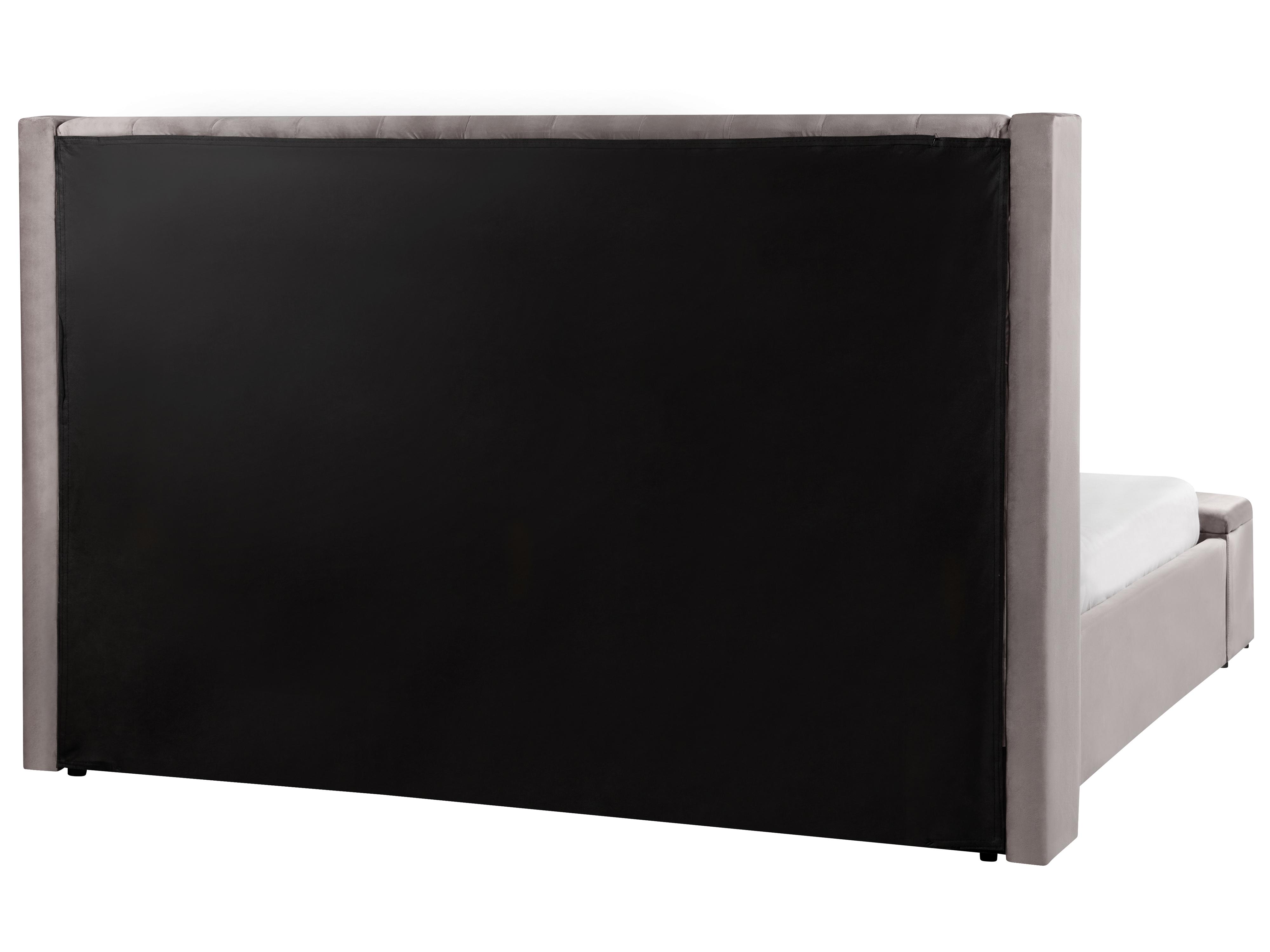 Bed met opbergbankje Fluweel NOYERS 180 x 200 cm Grijs