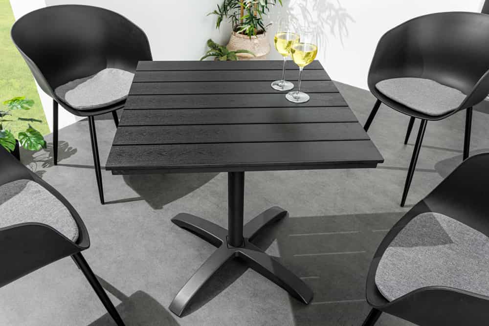 Moderner Bistrotisch DESIGNO 70cm schwarz Aluminium wetterfest Outdoor Gartentisch