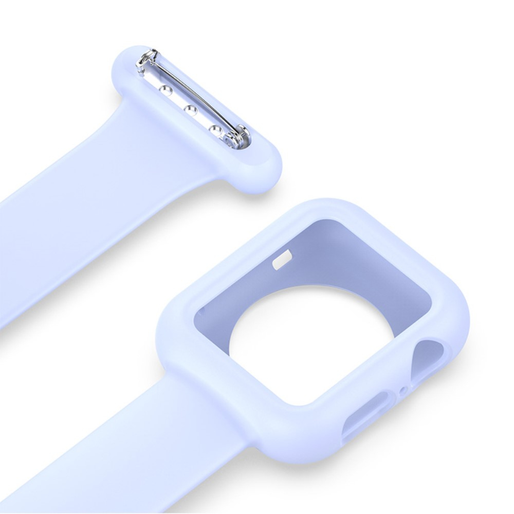 Apple Watch (49/46/45/44 mm) Silikon Uhren Schutzhülle Ansteck Halterung mit Sicherheitsnadel - Hellblau
