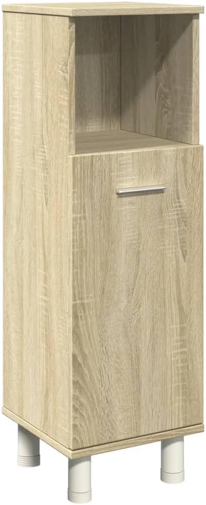 vidaXL Badmöbel Set 4-TLG., Badschrank mit Stauraum, Waschbeckenunterschrank für Badezimmer, Hochschrank Badezimmermöbel, Sonoma-Eiche Holzwerkstoff