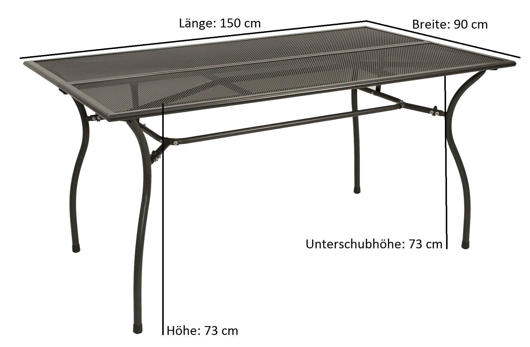 DEGAMO Gartentisch CLASSIC 90x150cm, Streckmetall anthrazit