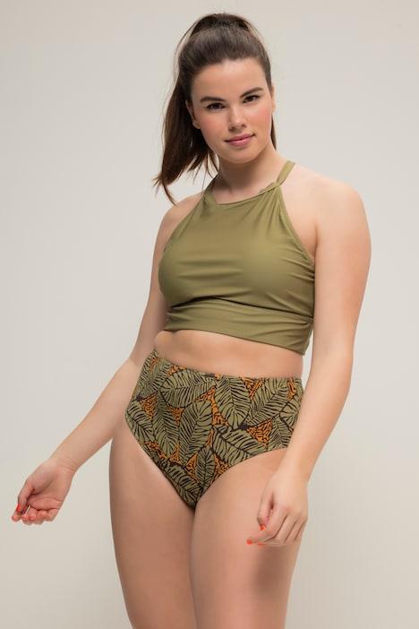 Bikini-Slip, Blätterprint, HighWaist