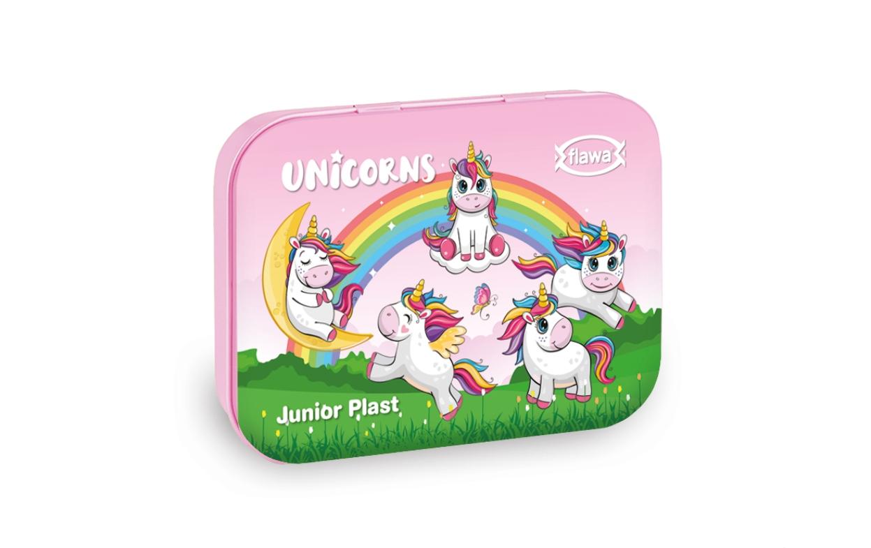 Pflaster Junior Unicorns 20 Stück assortiertLustige Pflasterbox für Kinder