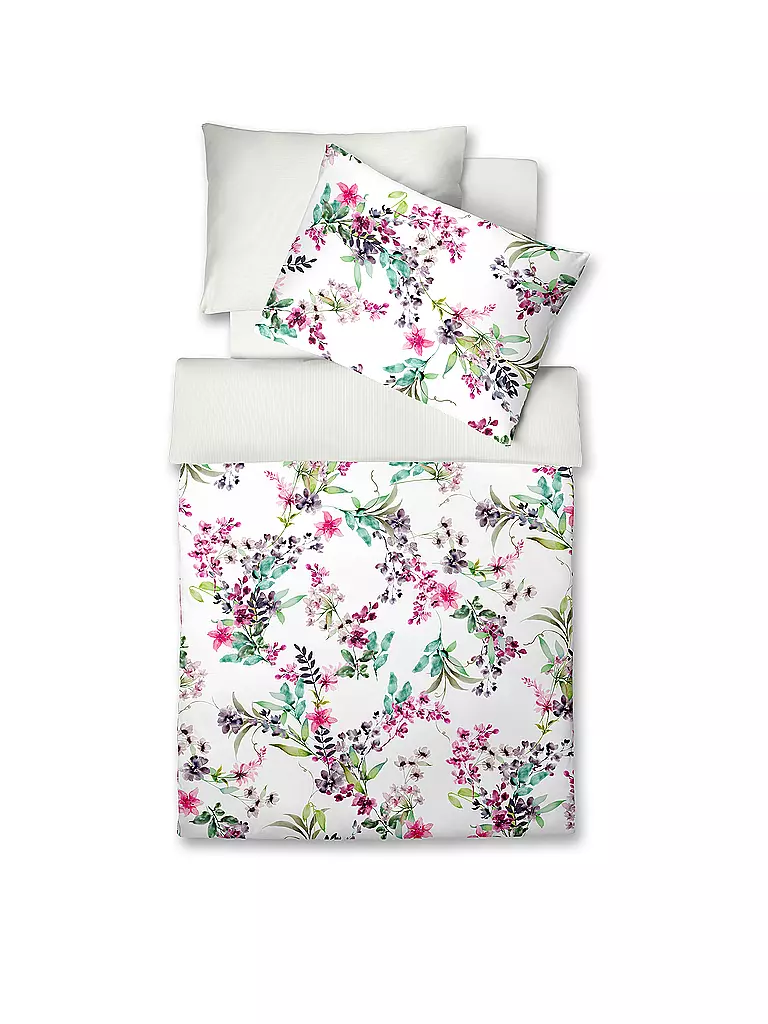 FLEURESSE Satin Bettwäsche 70x90cm/140x200cm BED ART Veilchen weiss