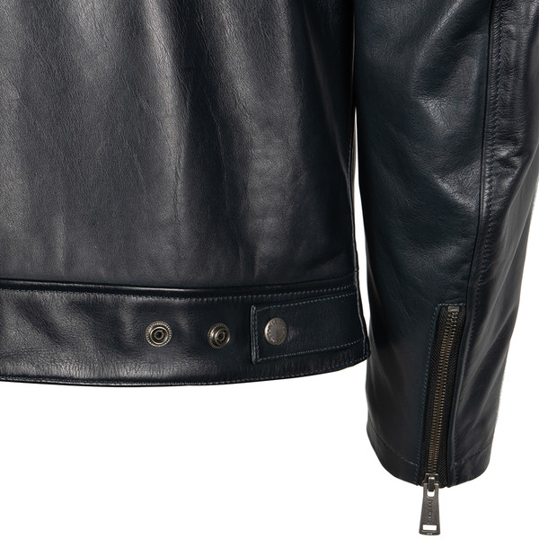 Helstons - Blouson Race Cuir Aniline Bleu